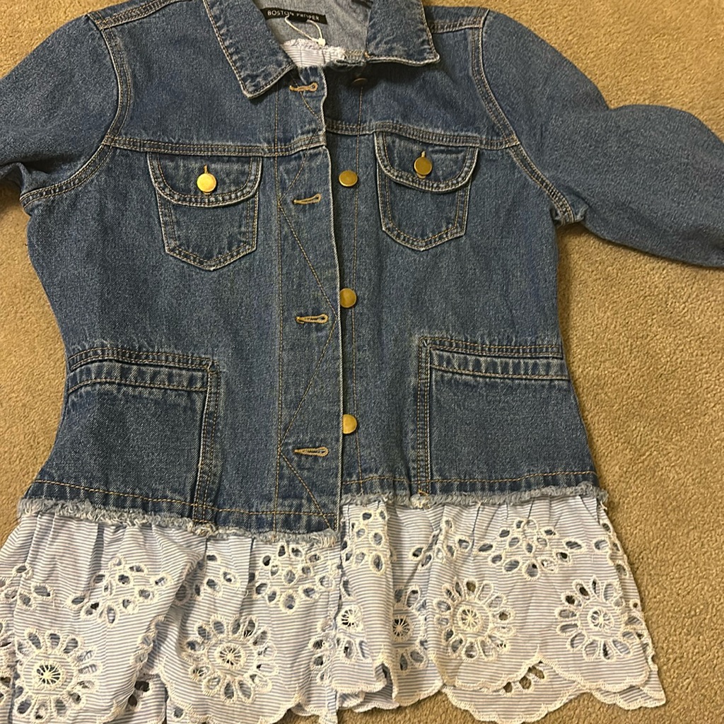 Eyelitjean Jacket With Corset Tie In The Back